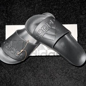 NWT Adidas Adilette Aqua slides core black logo. New in box. Sz.12M/13W